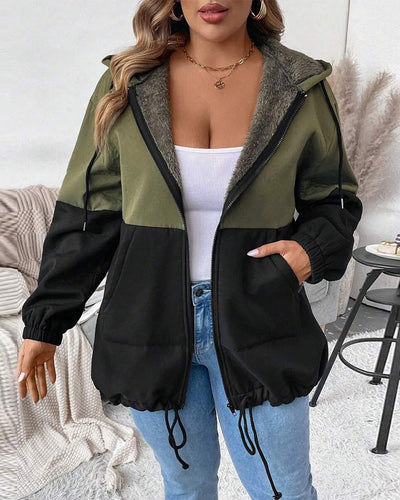 Mantel Fleecefutter Colorblocking Reißverschluss