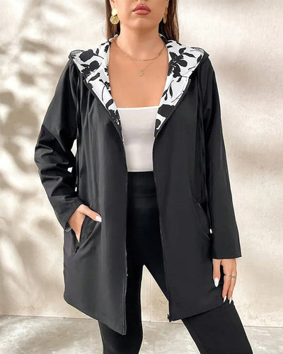 Mantel mit Kapuze beidseitig umkehrbar Trenchcoat