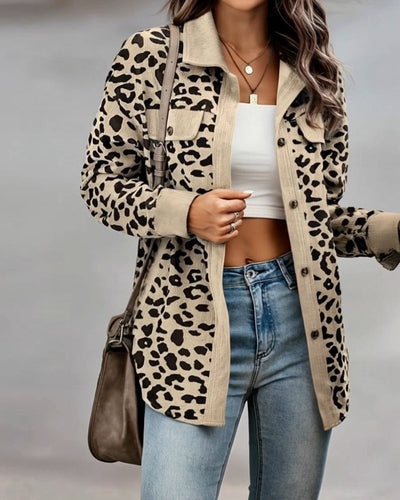 Mantel Mode Leopardenprint Revers
