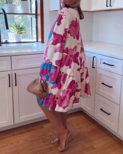 casual loose printed knee-length dress