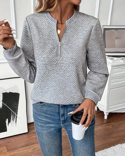 Sweatshirt Halbreißverschluss Casual Langarm