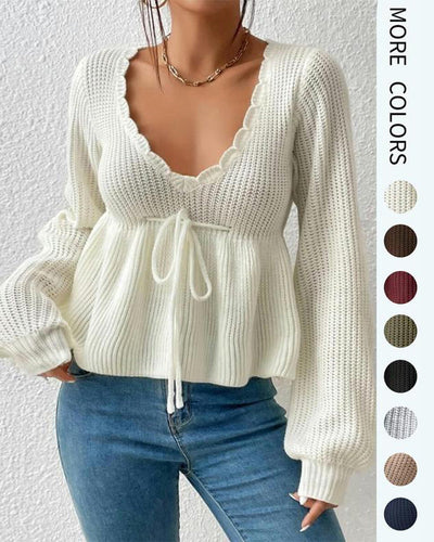 Pullover Mit Knoten-Taille, Zugband Und Elegant Merkmalen