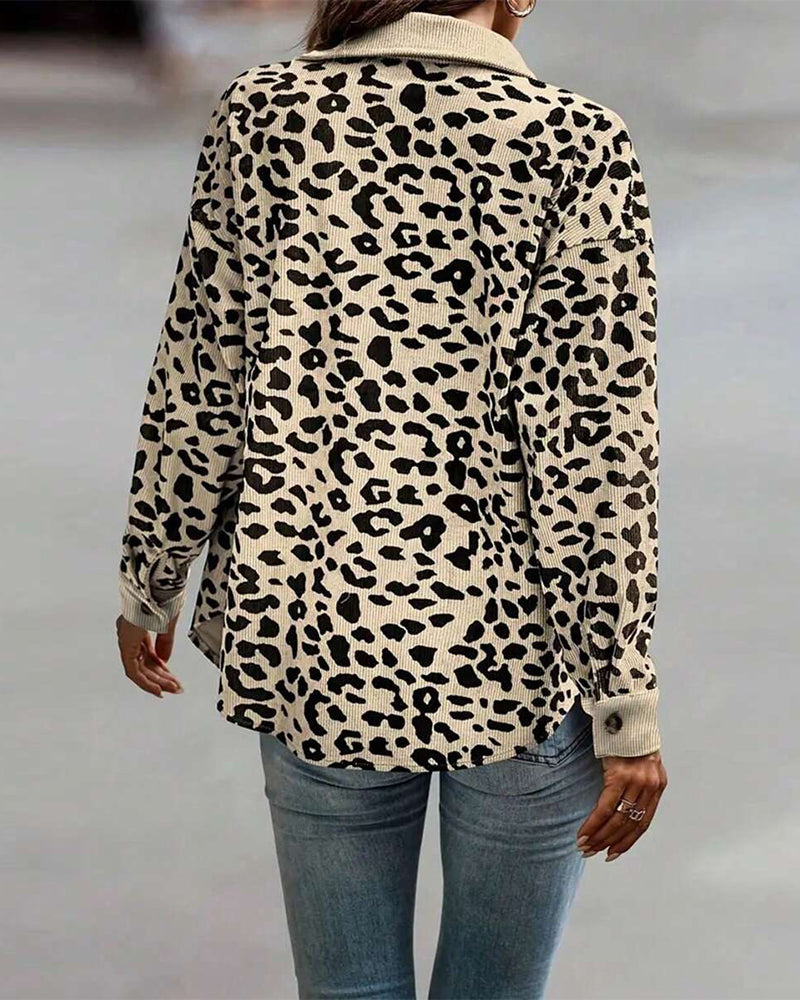 Mantel Mode Leopardenprint Revers
