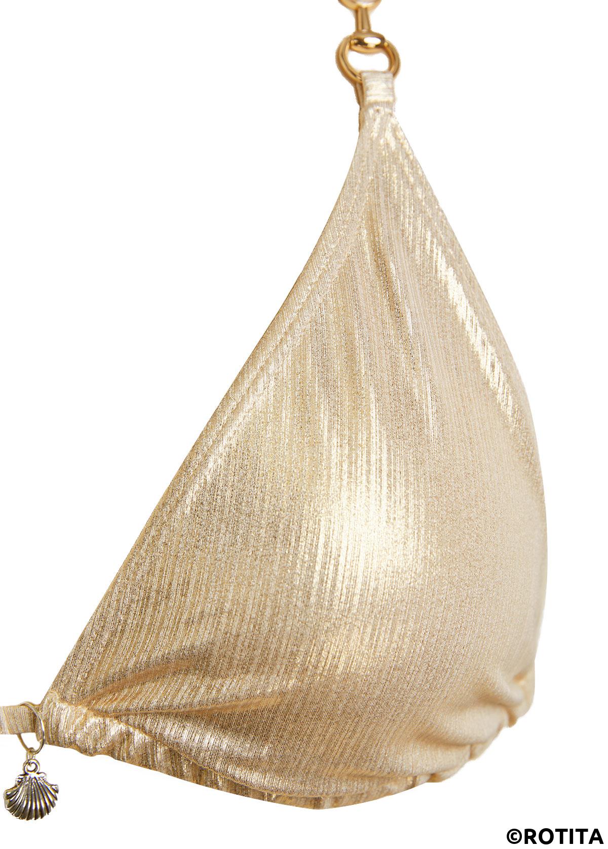 ROTITA Champagne Lace Up Detail Bikini Set